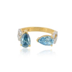 Lab Diamond Ring Solid 14k Yellow Gold Designer Jewelry Women Stacking Ring