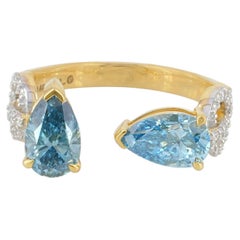 Lab Diamond Ring Solid 14k Yellow Gold Designer Jewelry Women Stacking Ring