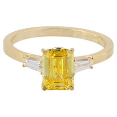 Lab Diamond Ring Solid 14k Yellow Gold Jewelry Stackable Dainty Handmade Ring