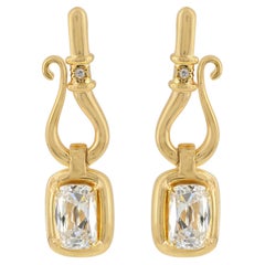 Lab Diamond Solid 14k Yellow Gold Designer Jewelry Handmade Drop/Dangle Earring