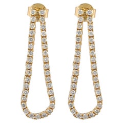 Lab Diamond Solid 14k Yellow Gold Designer Jewelry Women Gift Dangle Earrings