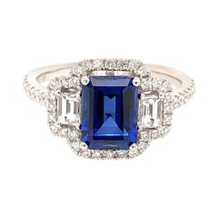 Lab Grown Blue Sapphire Engagement Ring