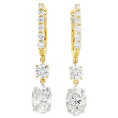 Lab-Grown Diamond Drop Earrings 2.00 Carat in 14K Yellow Gold
