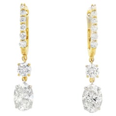 Labordiamant-Tropfenohrringe 2,00 Karat in 14K Gelbgold