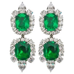 Lab Grown Diamond Emerald Suberb Harry Winston Style Costume Jewelry Earrings