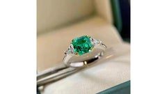 Lab Grown  Emerald Ring Sterling Silver