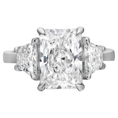 Lab Grown Radiant Cut Three Diamond Engagement Ring 14K White Gold 4.16Cttw