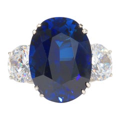 Lab Grown Royal Blue Kashmir Color Sapphire CZ Diamond Ring