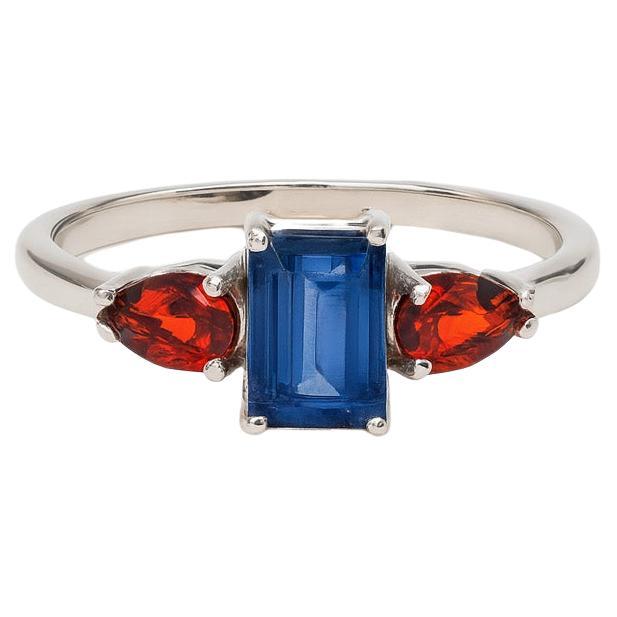 Bague en or 14k saphir, grenat