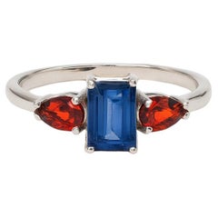 Bague en or 14k saphir, grenat