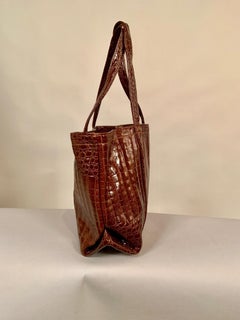 LaBagagerie:: Paris Fourre-tout oversize Vegan Faux Crocodile Cognac Colored Tote Bag
