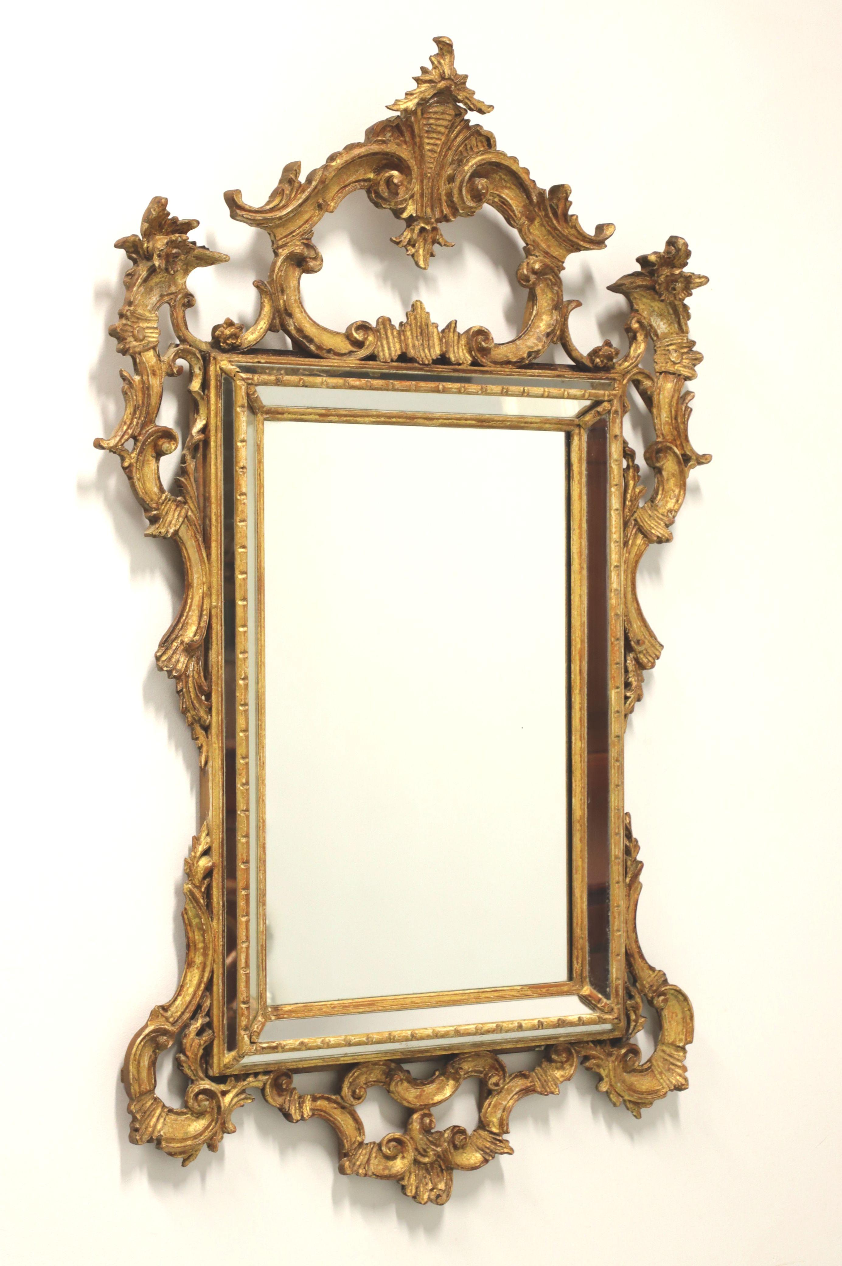 LABARGE 1960's Gold Carved French Louis XV Rococo Parclose Wall Mirror - A 4