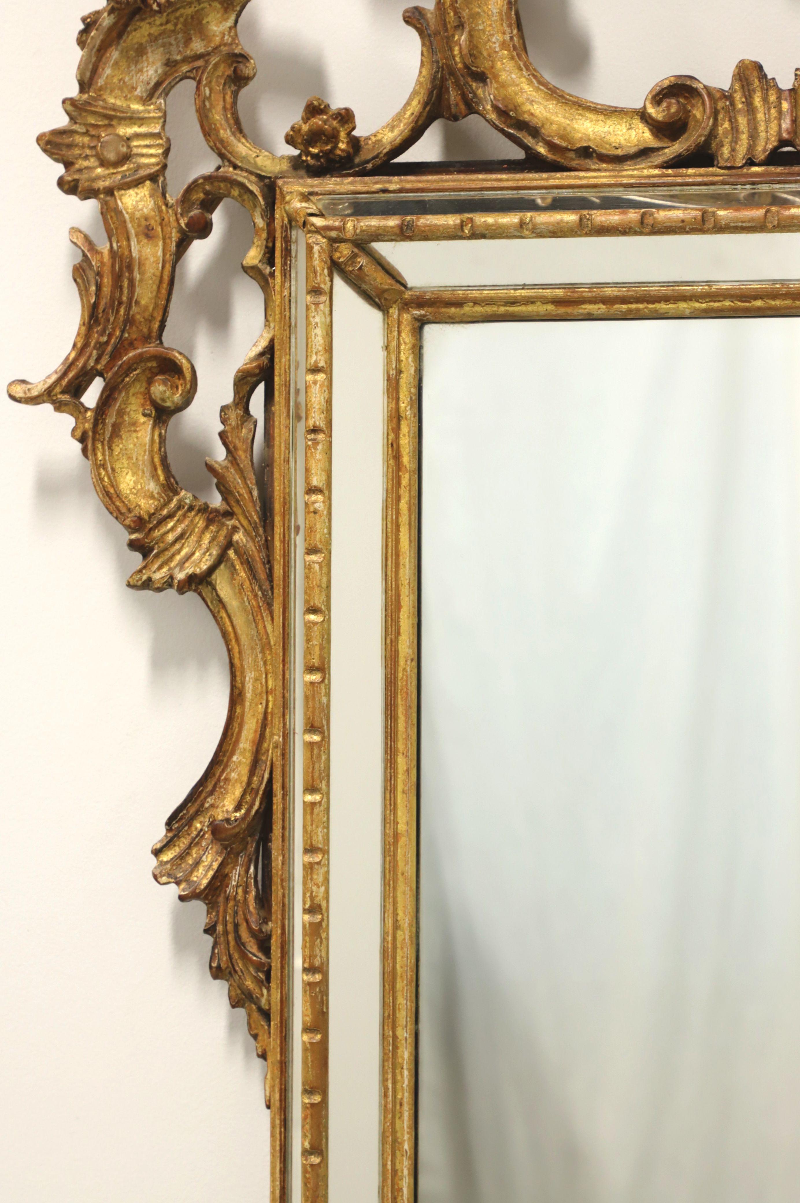 Italian LABARGE 1960's Gold Carved French Louis XV Rococo Parclose Wall Mirror - A
