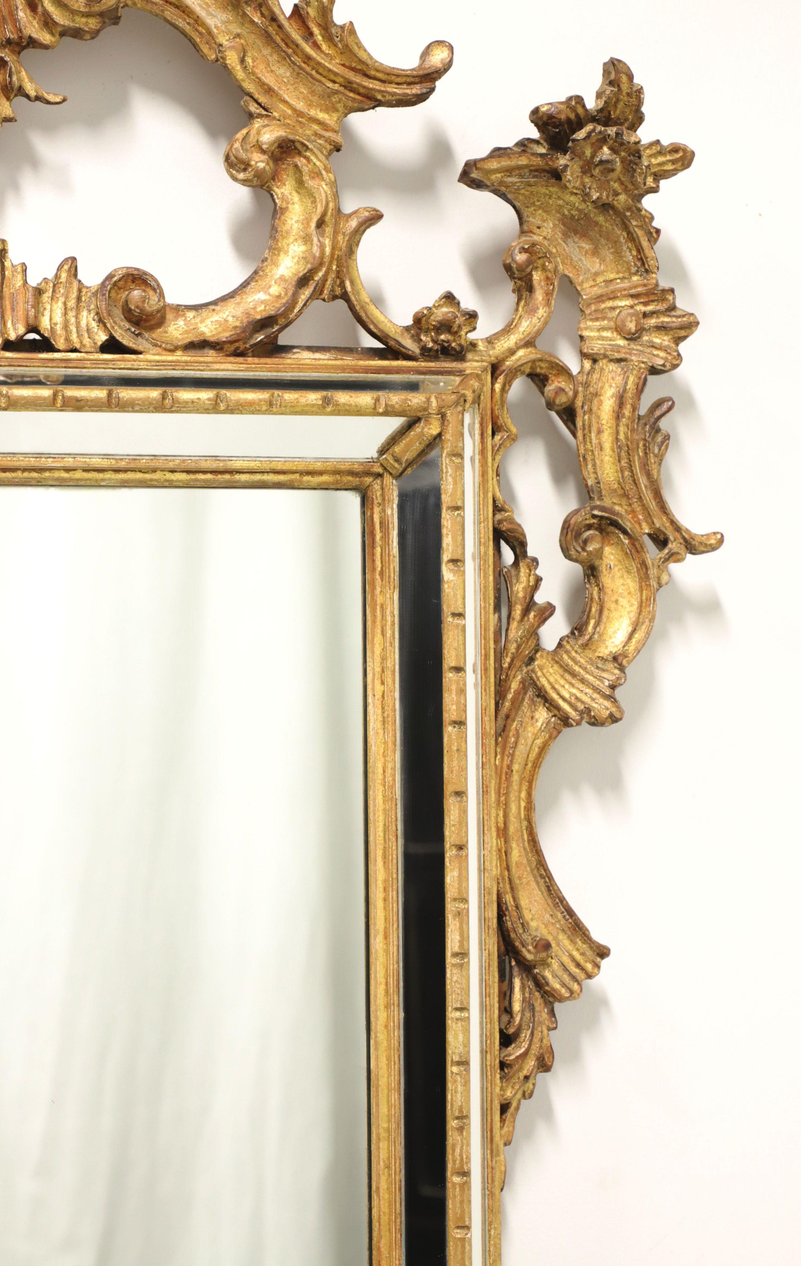 Italian LABARGE 1960's Gold Carved French Louis XV Rococo Parclose Wall Mirror - B