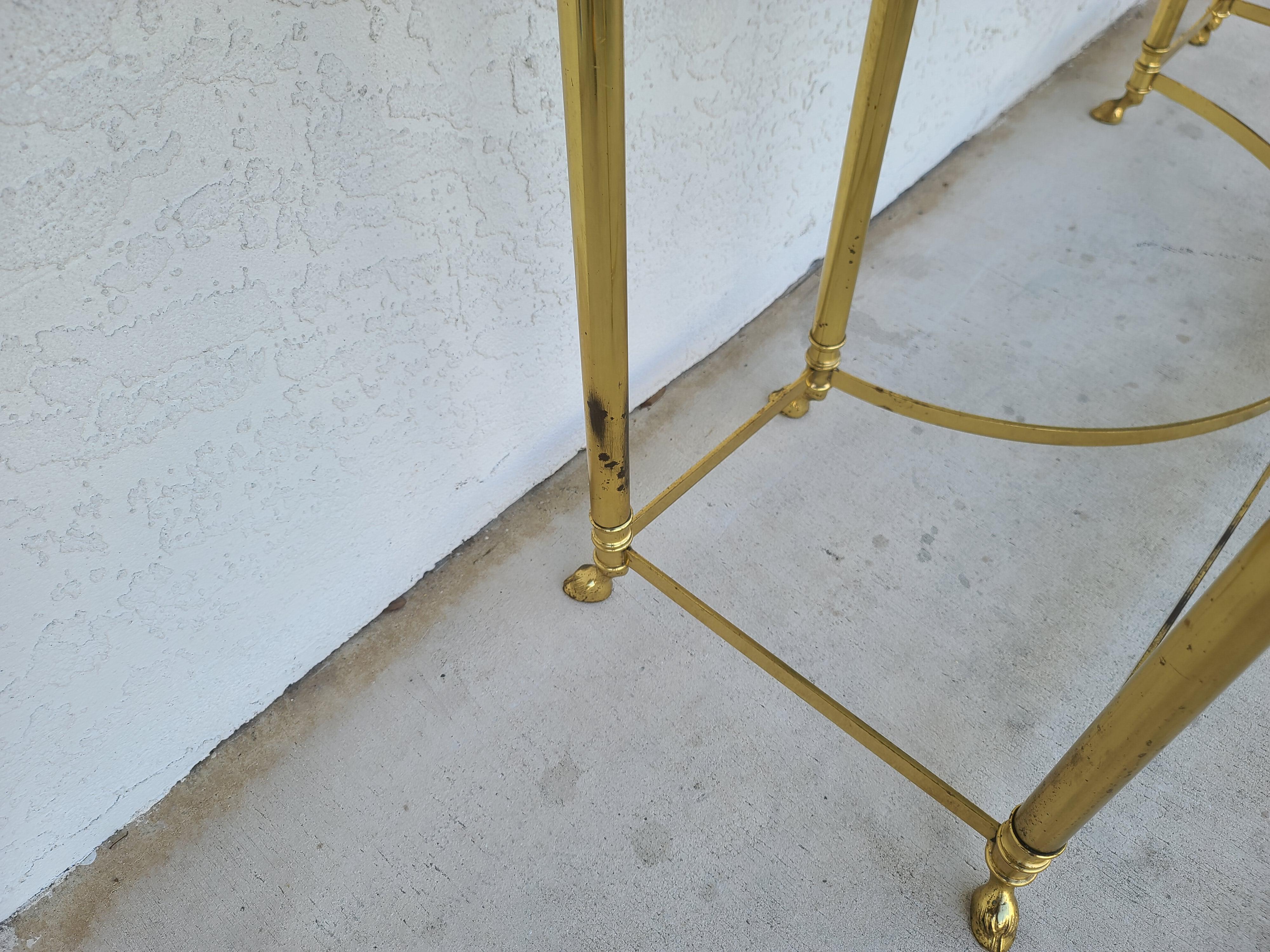Labarge Brass and Beveled Glass Hoof Feet Console Sofa Table 5