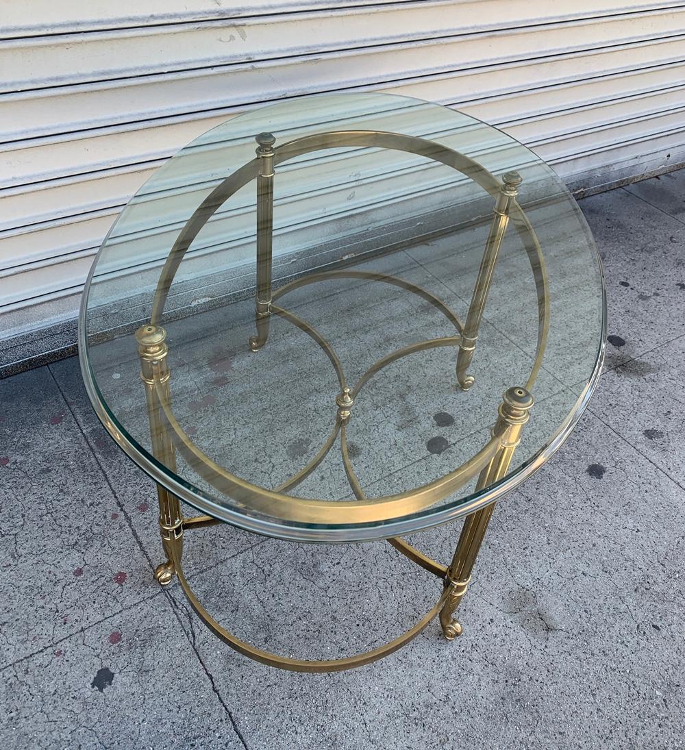 Hollywood Regency Labarge Brass and Glass Coffee Table Made in Italy