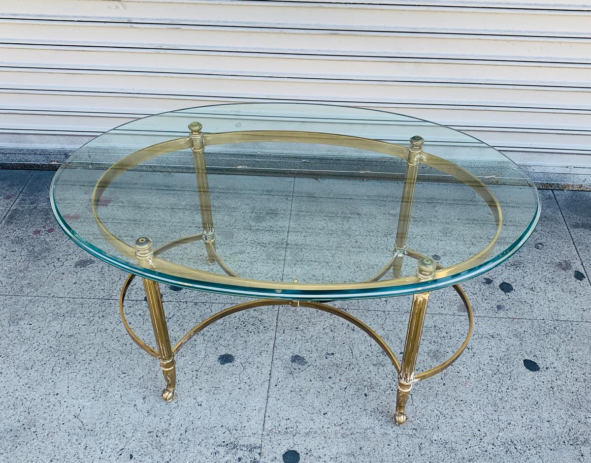 Italian Labarge Brass and Glass Coffee Table Made in Italy