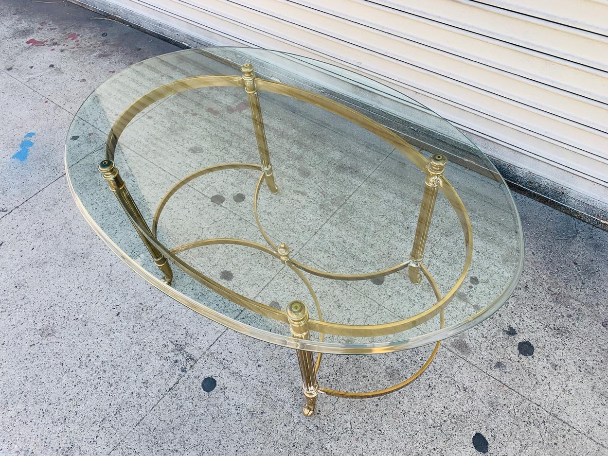 Labarge Brass and Glass Coffee Table Made in Italy In Good Condition In Los Angeles, CA
