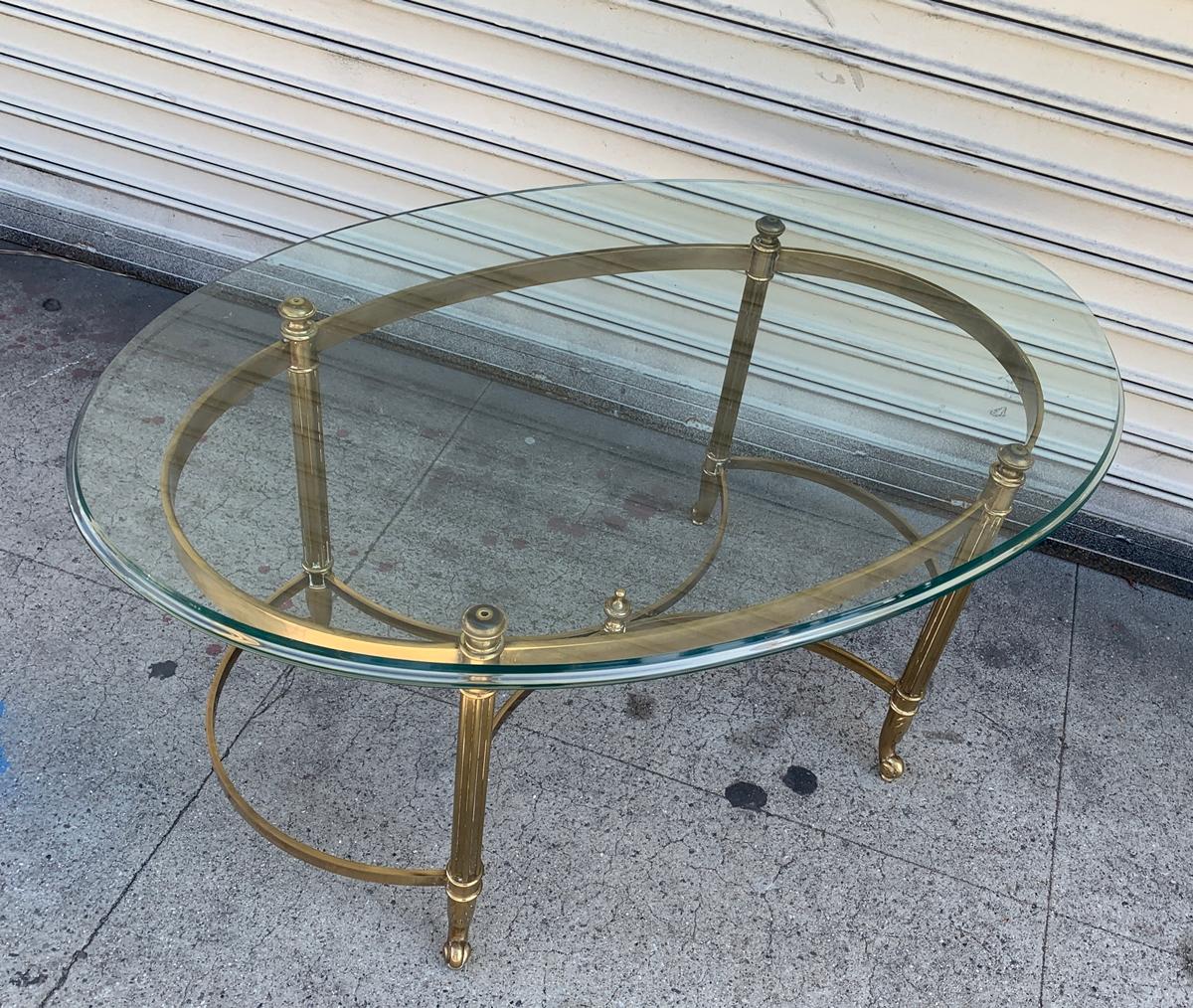 Late 20th Century Labarge Brass and Glass Coffee Table Made in Italy
