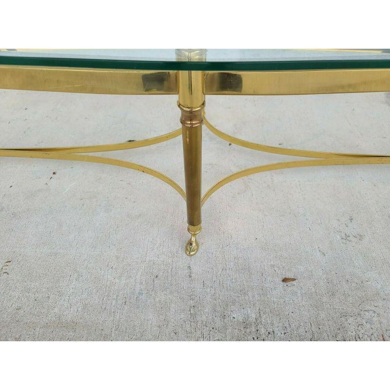 Offering One Of Our Recent Palm Beach Estate Fine Furniture Acquisitions Of A 
Vintage LaBarge Hollywood Regency Brass Hoof Footed Cocktail Coffee Table
Made in Italy

Approximate Measurements in Inches
55