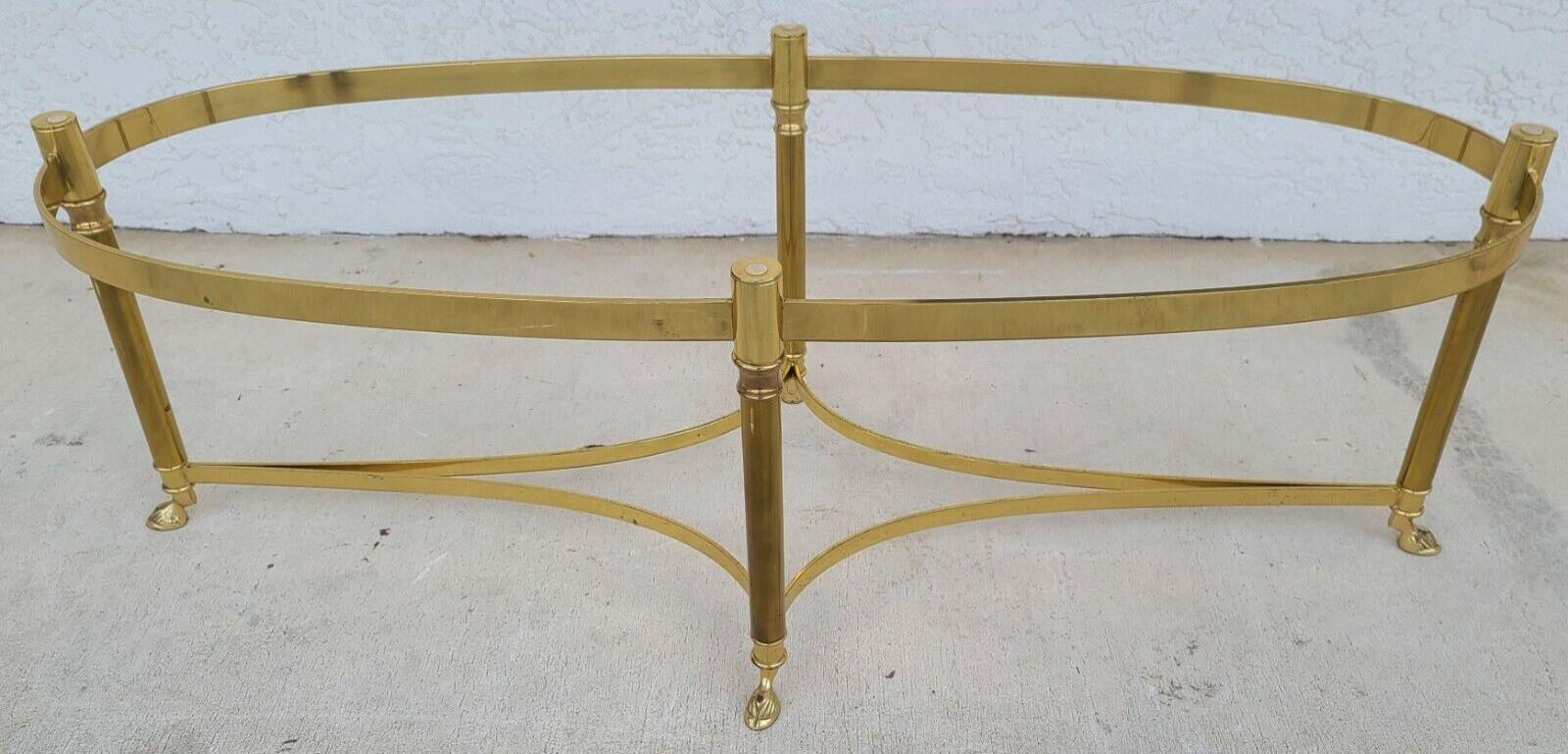 Hollywood Regency LaBarge Brass Hoof Footed Cocktail Coffee Table For Sale