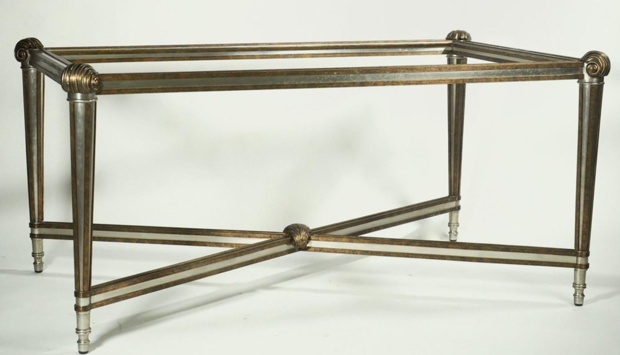 Table basse/centrale/sofa moderne du milieu du siècle par Labarge en bronze et acier. 52