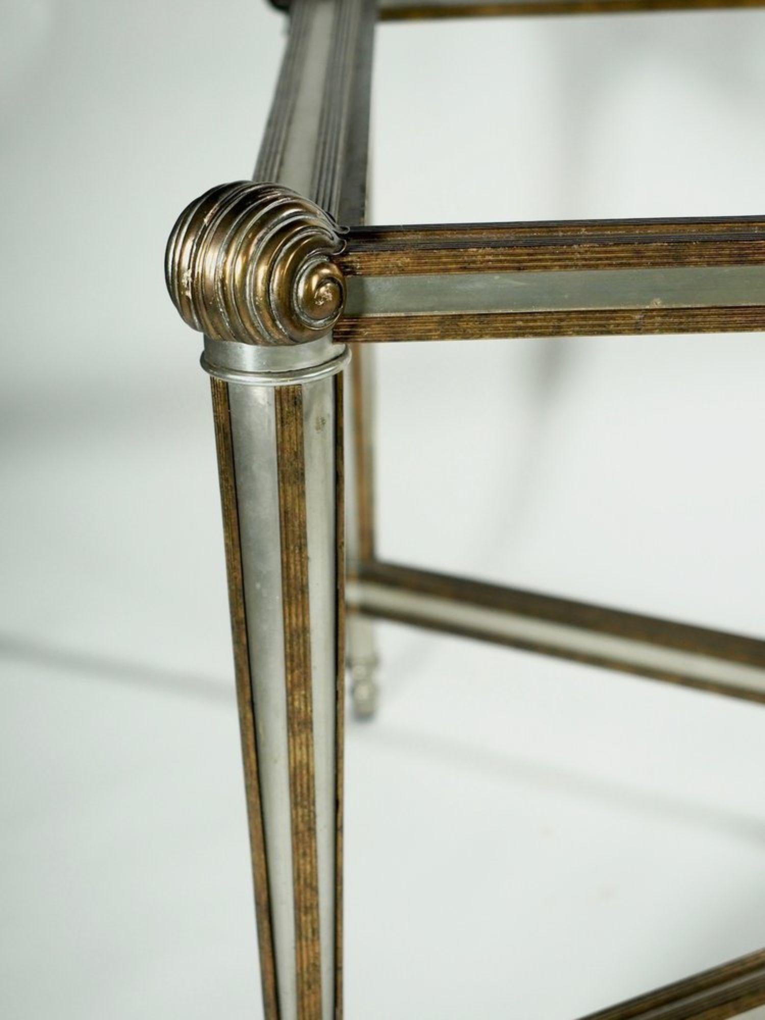 Mid-Century Modern Table centrale/de canapé/de café Labarge en bronze et acier en vente