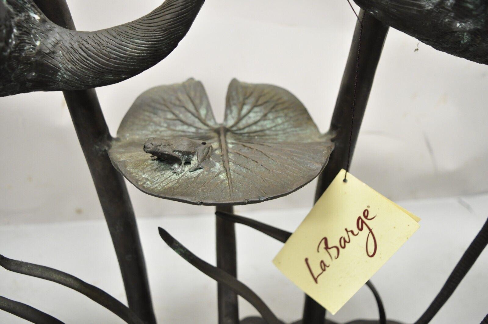 Console pour canapé Labarge avec plateau en verre et dossier en forme de nénuphar en forme d'oiseau grue en bronze en vente 4