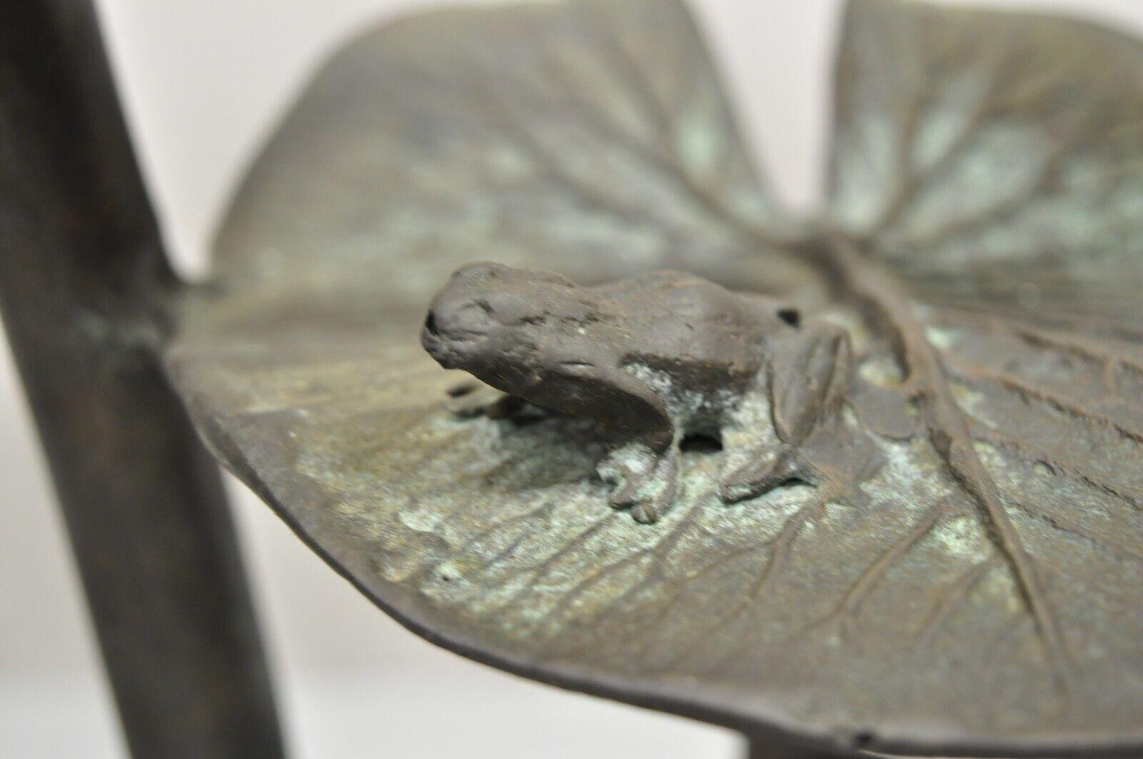 Console pour canapé Labarge avec plateau en verre et dossier en forme de nénuphar en forme d'oiseau grue en bronze en vente 2