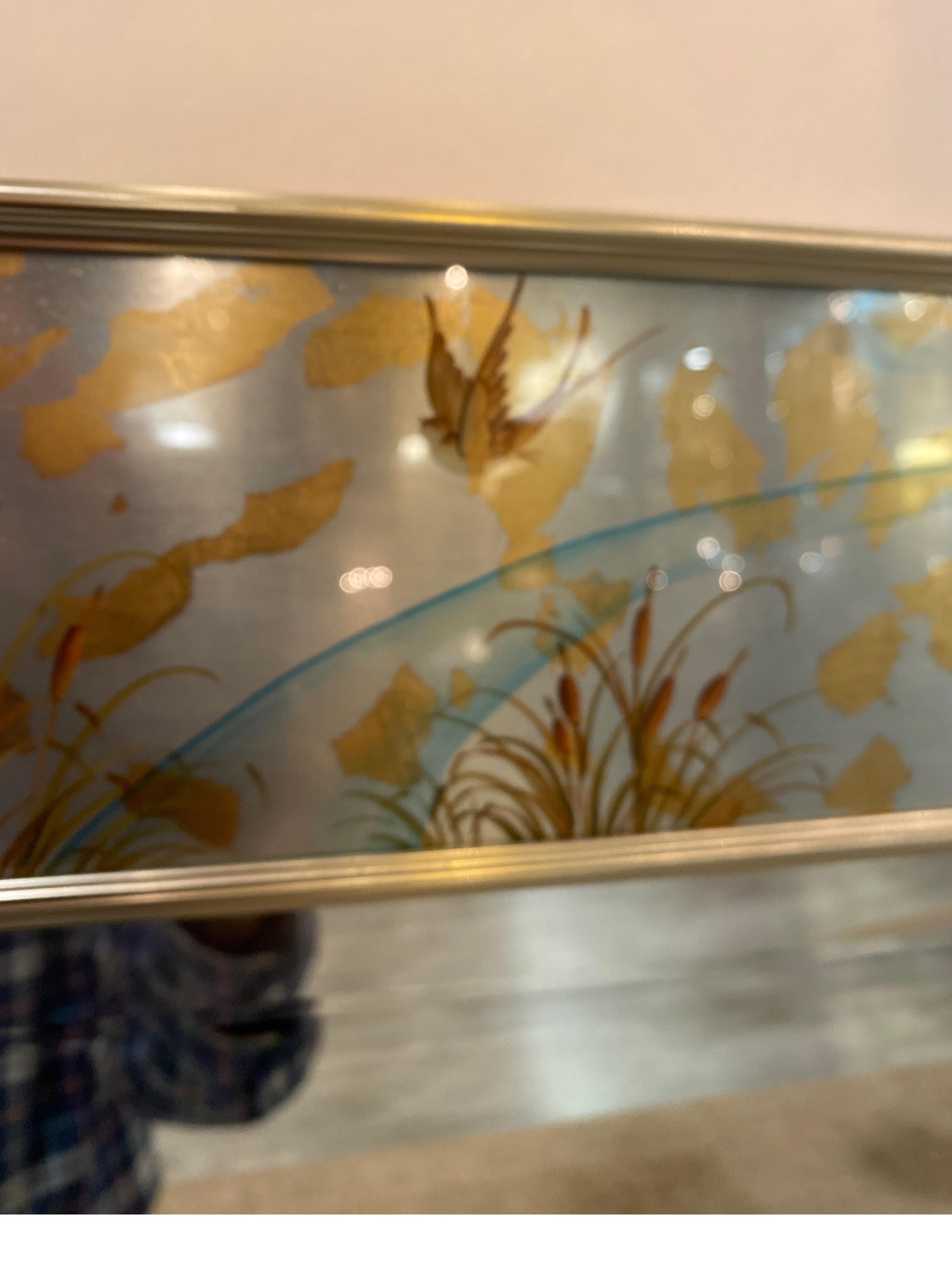 LaBarge Chinoiserie Hand Painted Eglomise Silvered Mirror In Excellent Condition In Lambertville, NJ