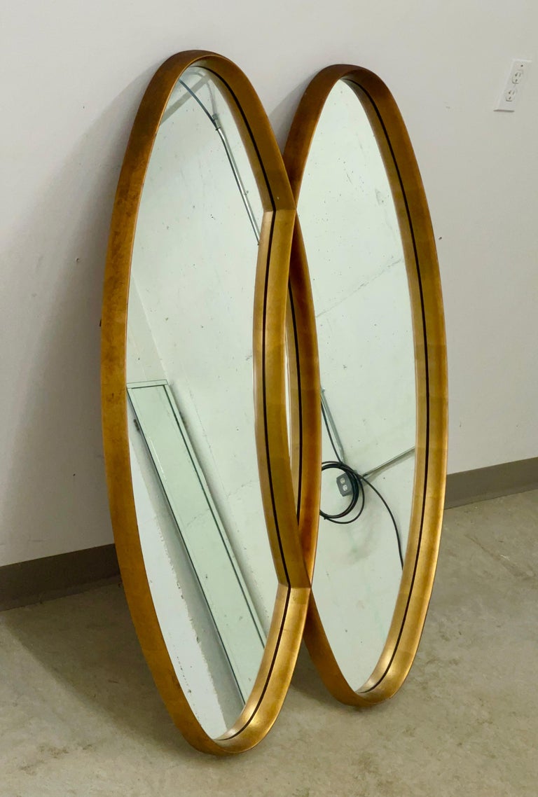 LaBarge Double Oval Bronze Giltwood Wall Mirror For Sale 1