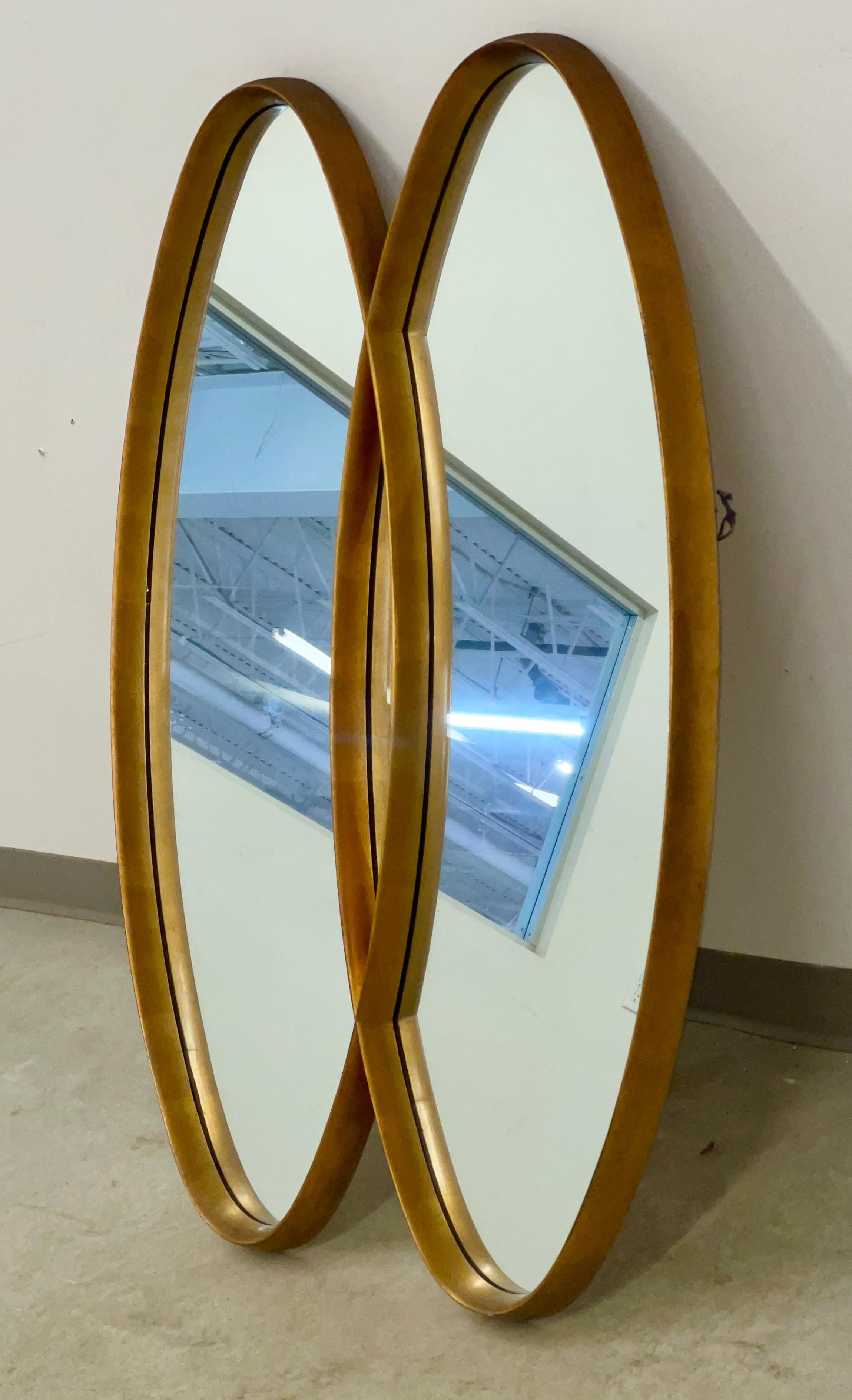 LaBarge Double Oval Bronze Giltwood Wall Mirror 2