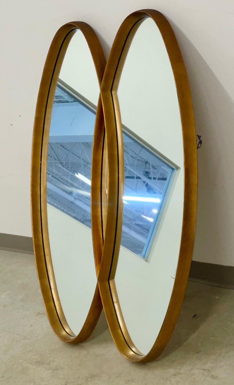 LaBarge Double Oval Bronze Giltwood Wall Mirror For Sale 2