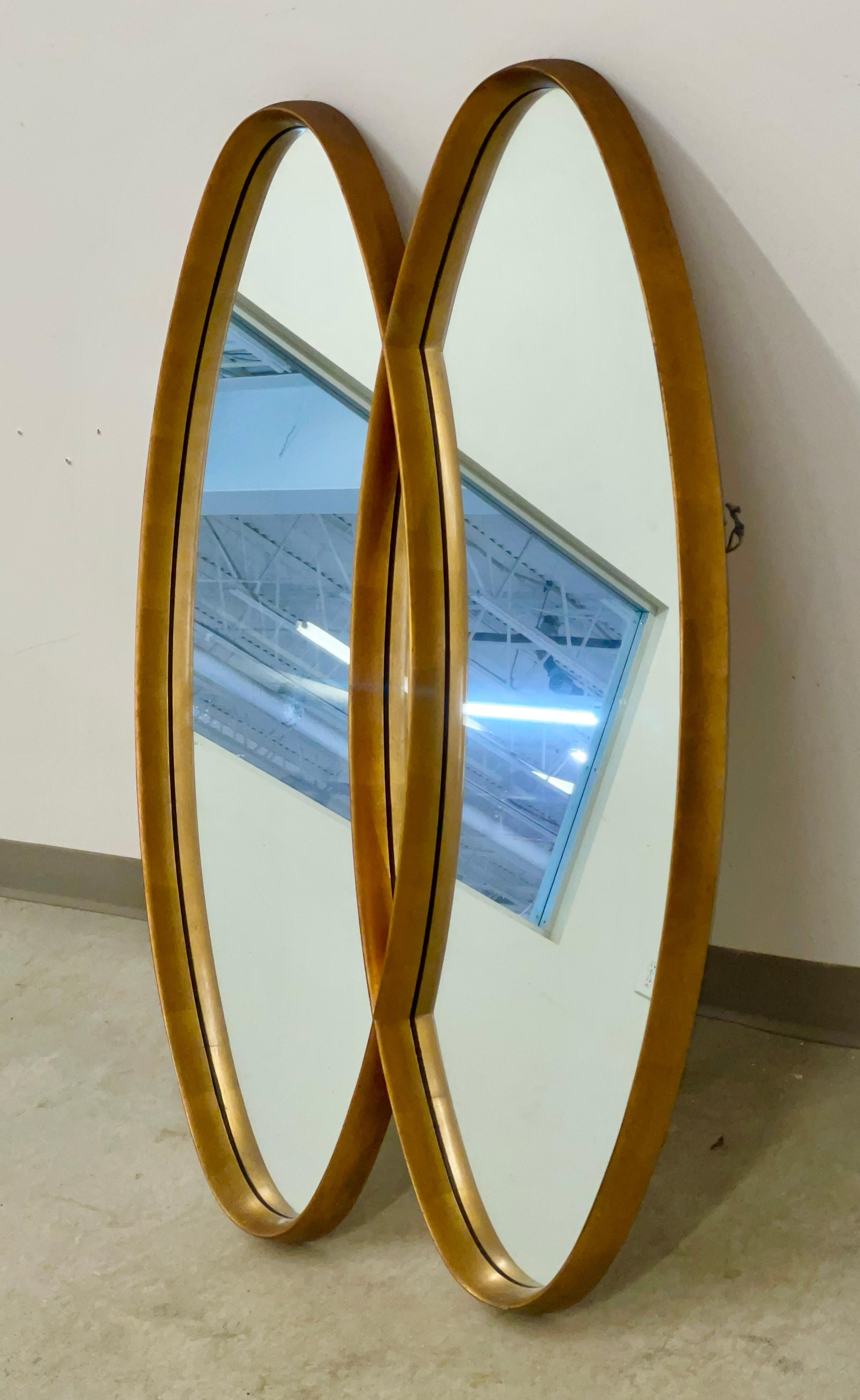 LaBarge Double Oval Bronze Giltwood Wall Mirror 3