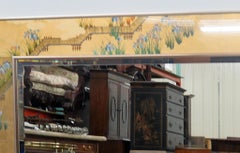 Reverse Painted Gilded Beveled Labarge Eglomise Wall Mirror