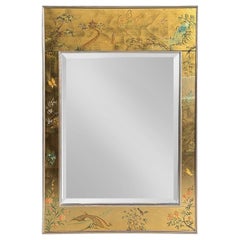 LaBarge Elgomise Chinnoiserie Reverse Gold Painted Mirror, 1986