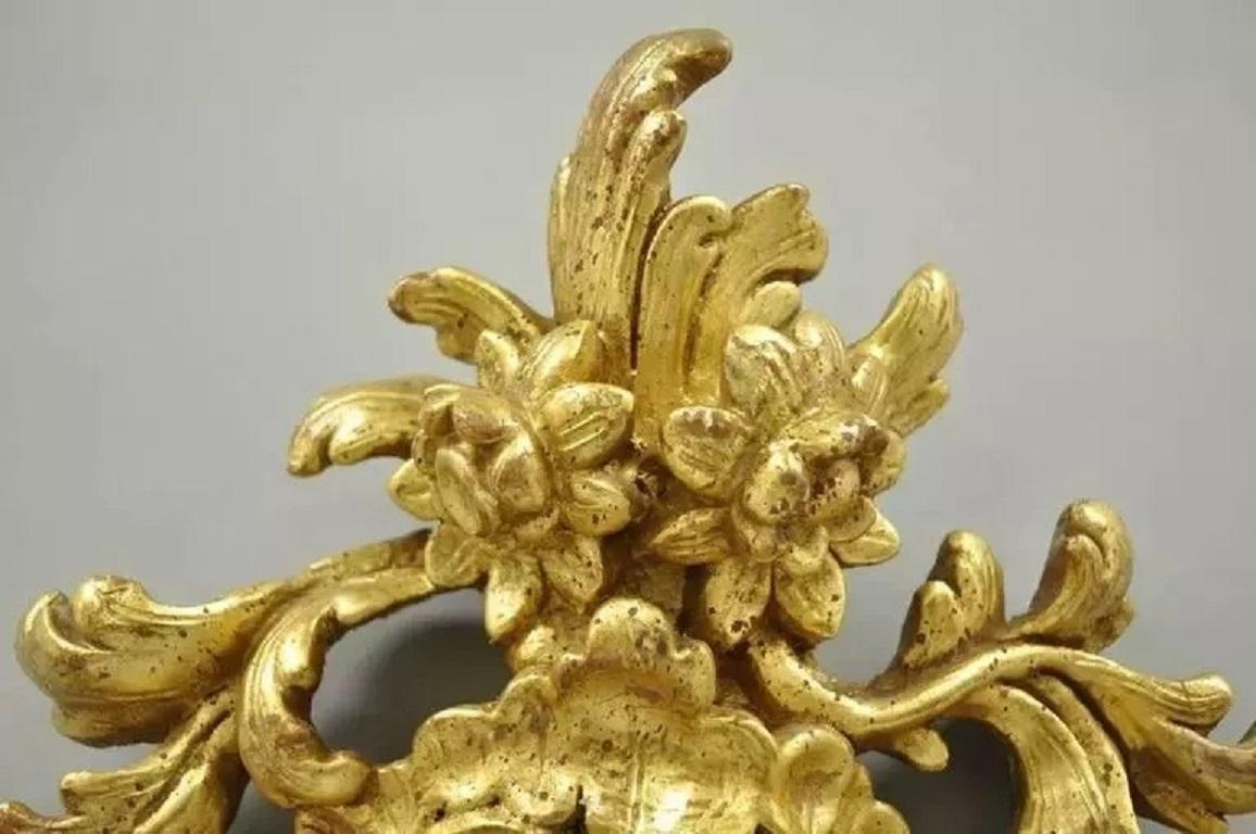 20th Century Labarge French Louis XV Rococo Style Gold Giltwood Large Console Wall Mirror For Sale