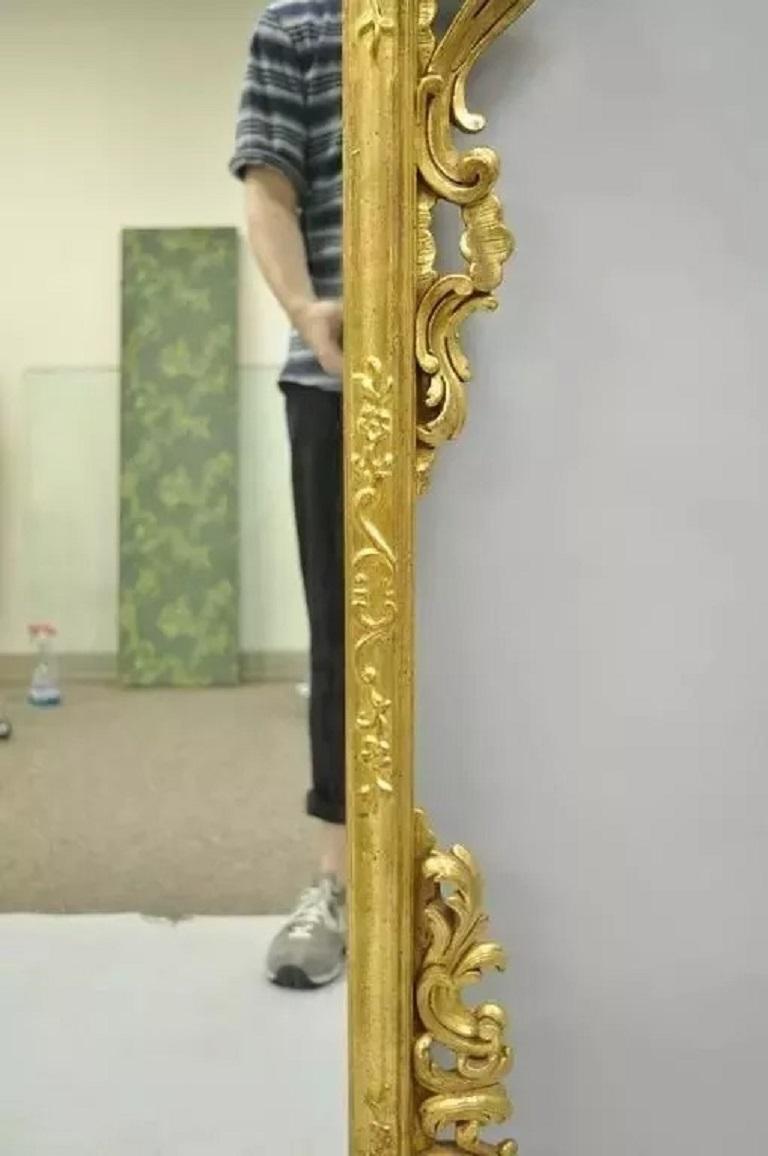 Labarge French Louis XV Rococo Style Gold Giltwood Large Console Wall Mirror For Sale 1
