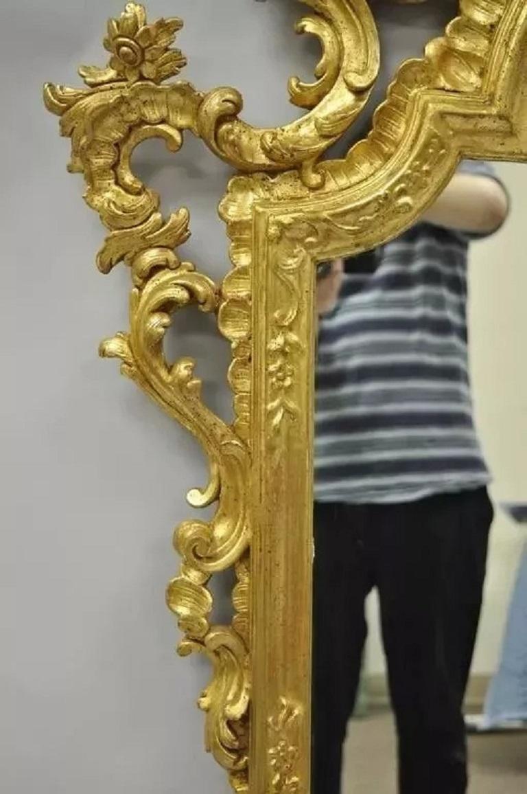Labarge French Louis XV Rococo Style Gold Giltwood Large Console Wall Mirror For Sale 2