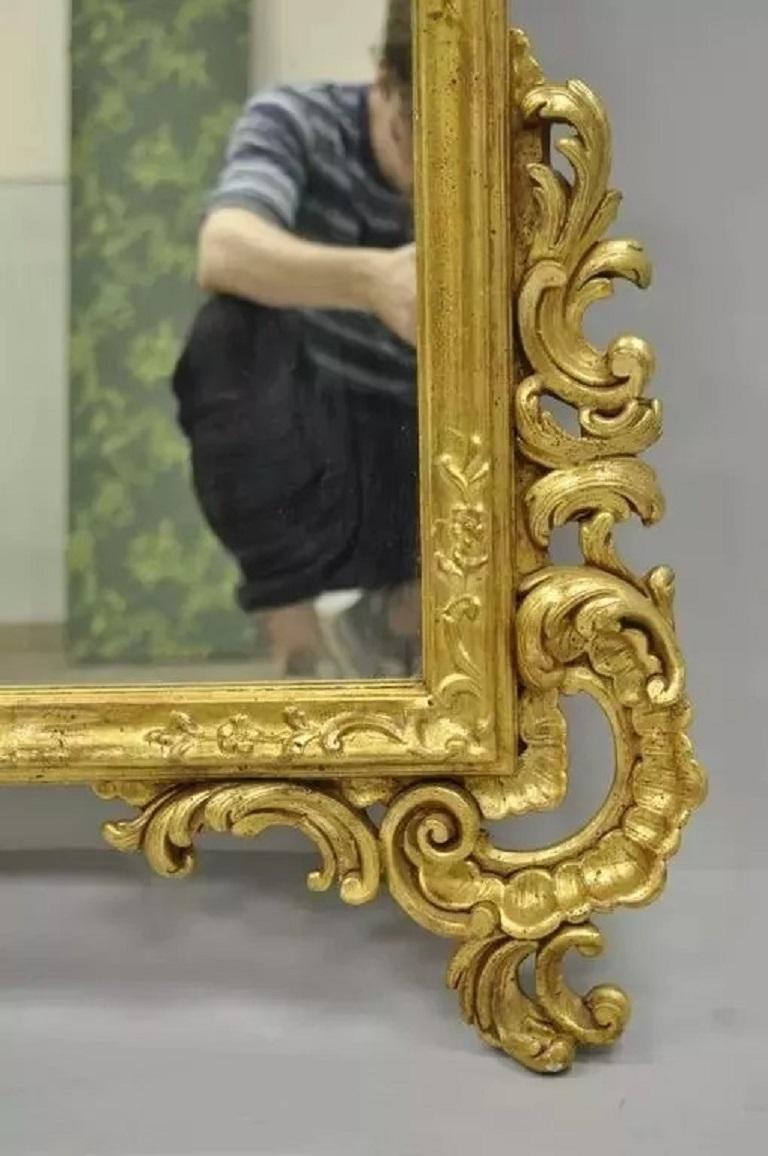Labarge French Louis XV Rococo Style Gold Giltwood Large Console Wall Mirror For Sale 3