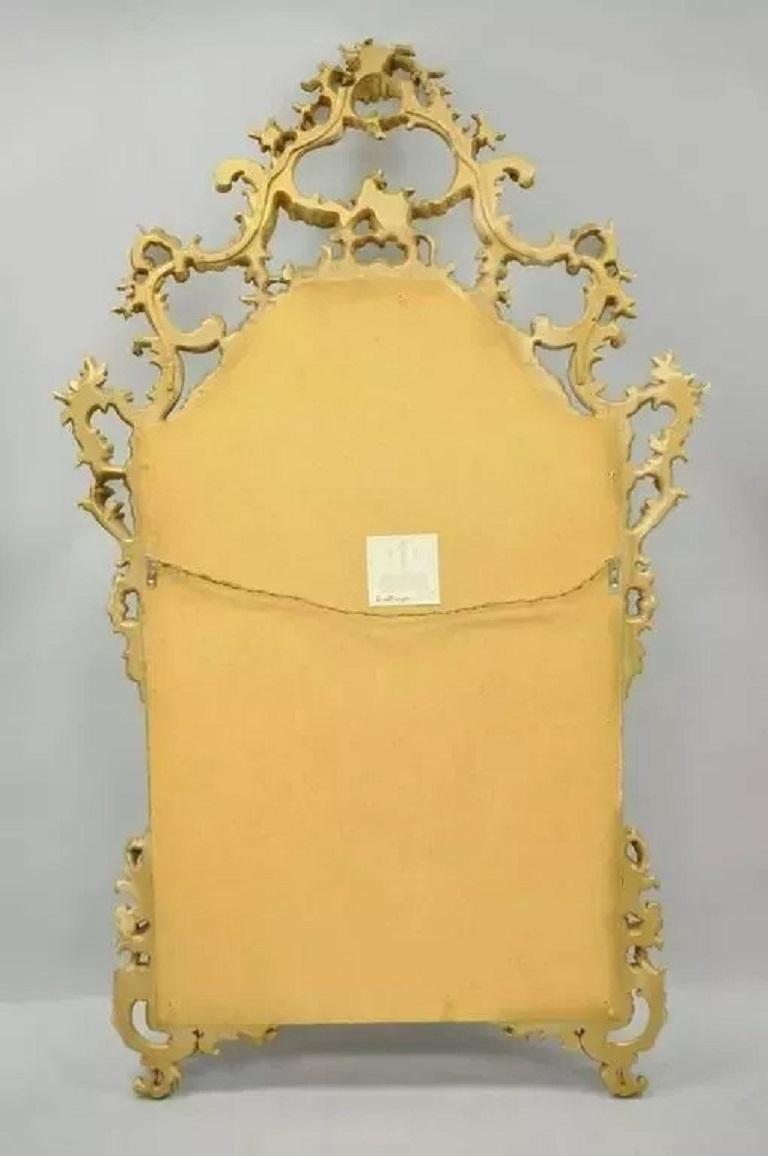 Labarge French Louis XV Rococo Style Gold Giltwood Large Console Wall Mirror For Sale 4