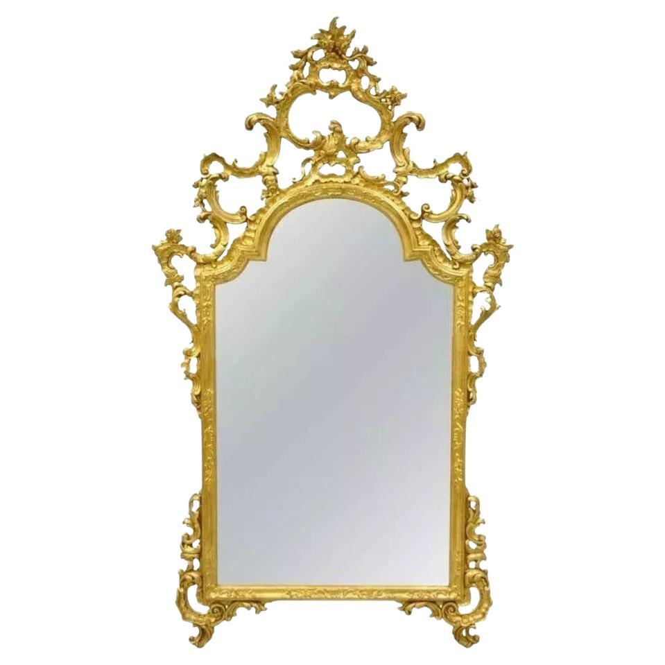 Labarge French Louis XV Rococo Style Gold Giltwood Large Console Wall Mirror For Sale