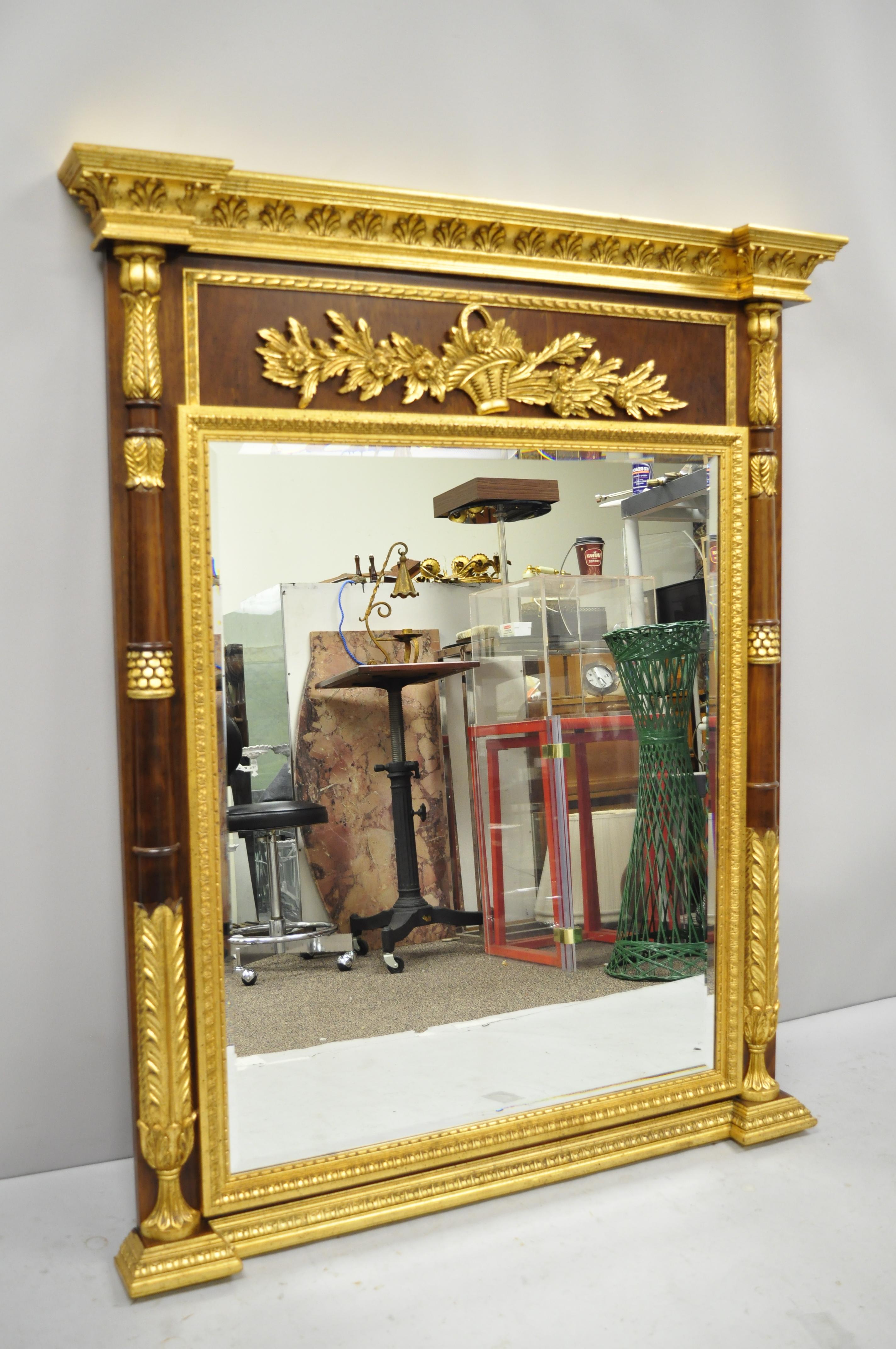 Vintage Labarge French Louis XV / XVI style gold gilt Italian console wall pier mirror. Item features gold gilt accent, solid wood frame, beautiful wood grain, nicely carved details, original label, beveled glass mirror, quality Italian