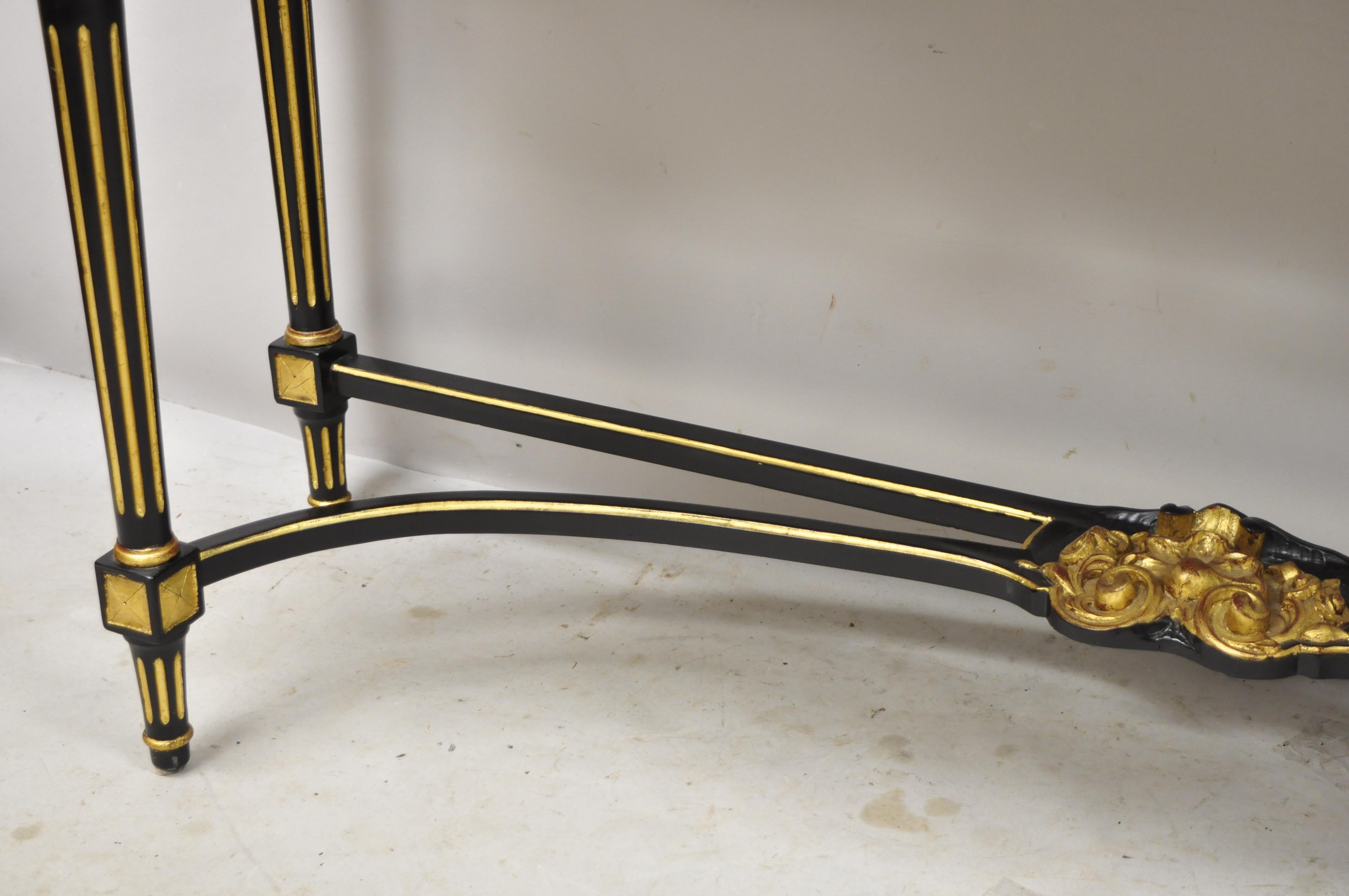 Labarge French Louis XVI Italian Black Lacquer Gold Gilt Jansen Console Table 3