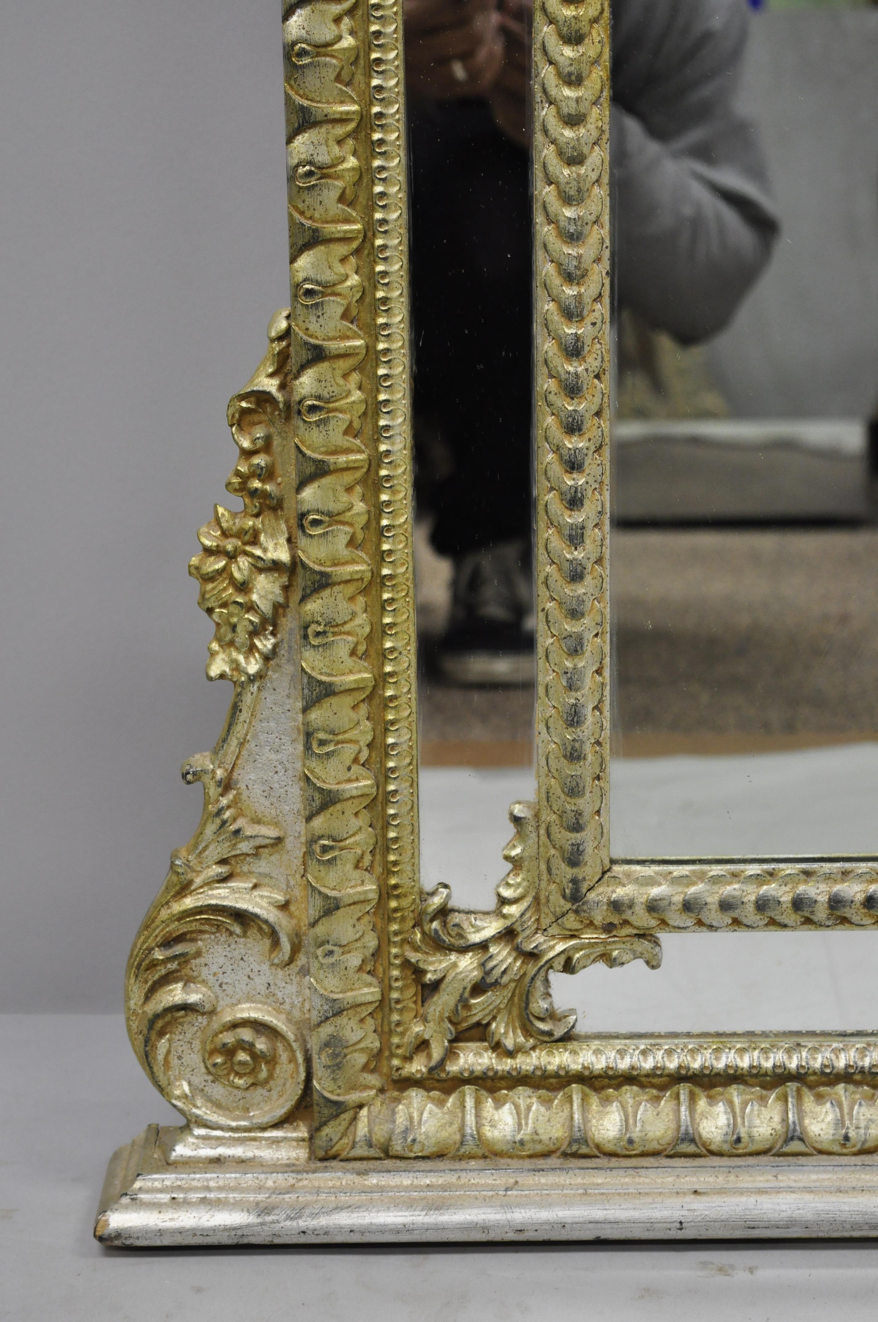Labarge French Rococo Louis XV Style Silver Giltwood Trumeau Console Mirror 3