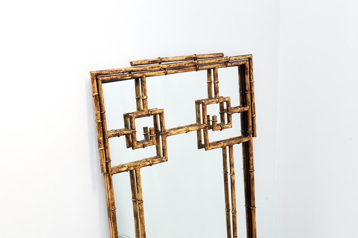 American Labarge Gilt Iron Faux Bamboo Mirror