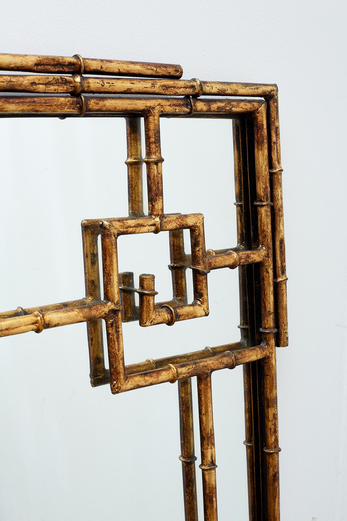 Labarge Gilt Iron Faux Bamboo Mirror In Excellent Condition In Rio Vista, CA
