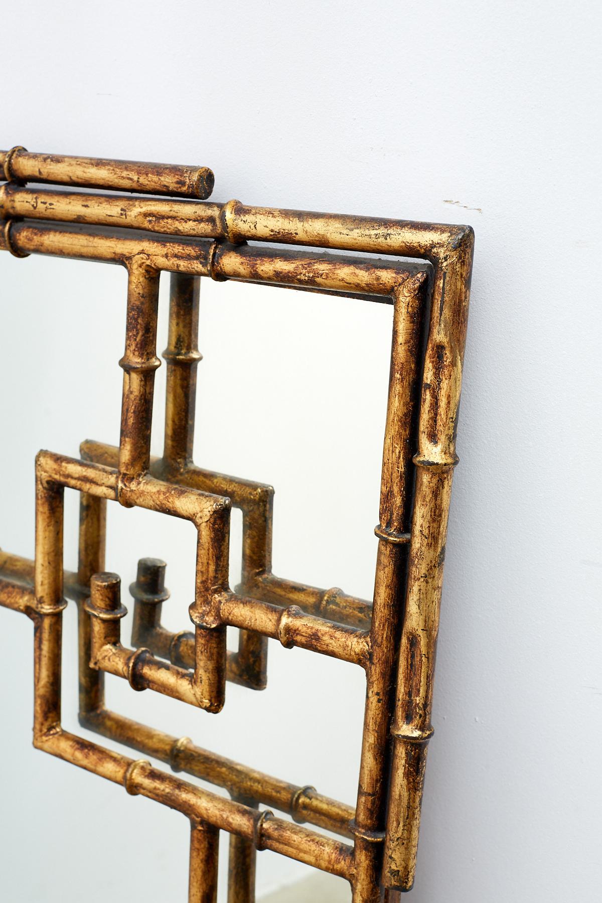 Labarge Gilt Iron Faux Bamboo Mirror 1