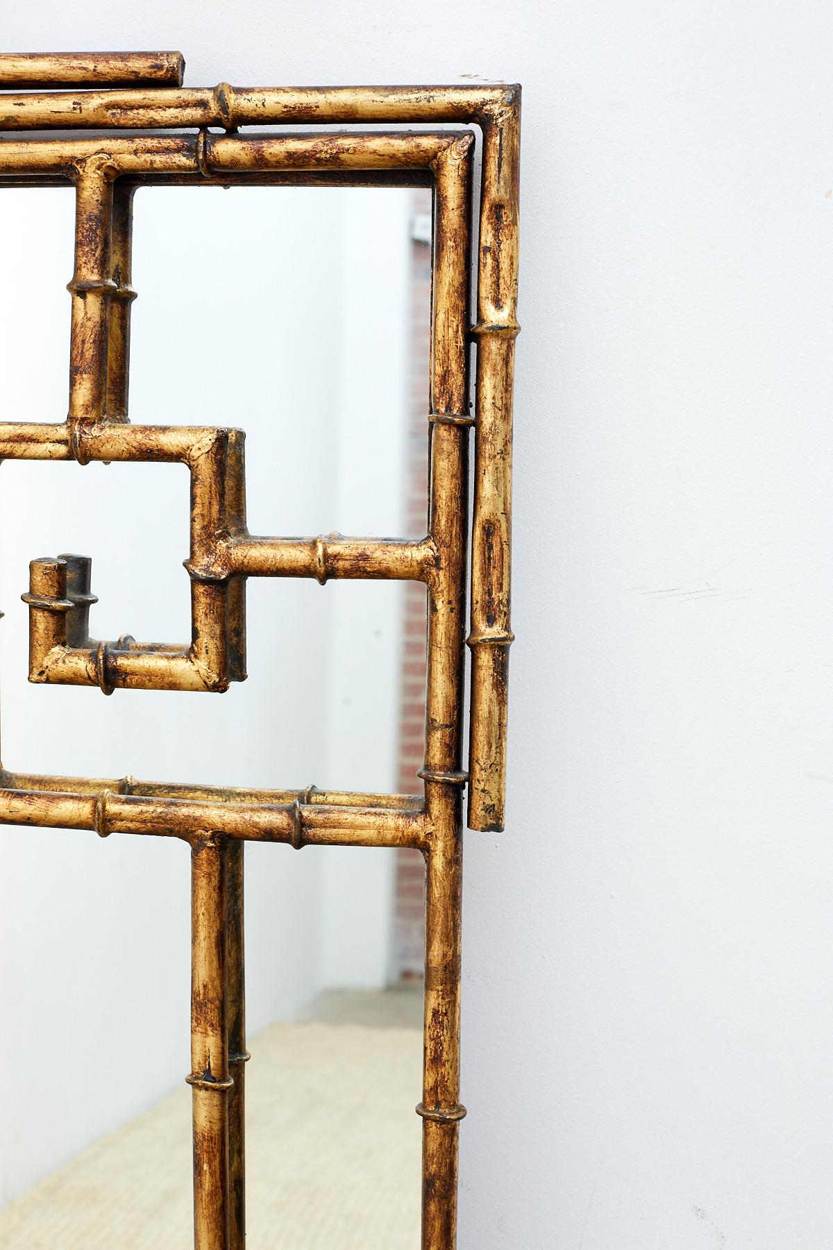 Labarge Gilt Iron Faux Bamboo Mirror 3