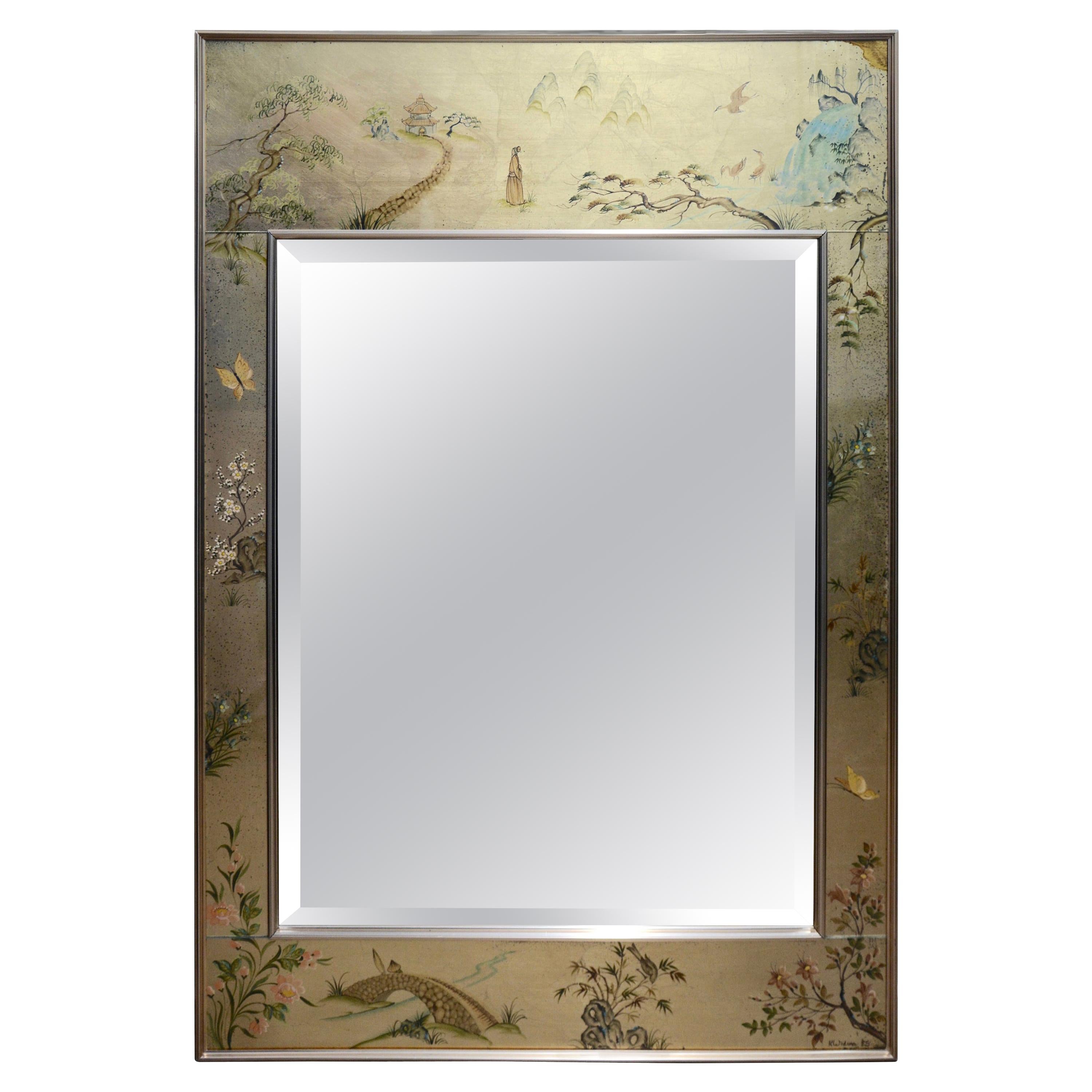 Labarge Gilt Painted Chinoiserie Style Wall Mirror Vintage